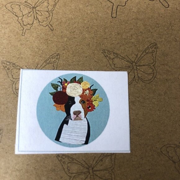 Embroidery Kits Puppy Dog Cat Rabbit Flowers Set of 2 Craft Spring Summer - Picture 4 of 8